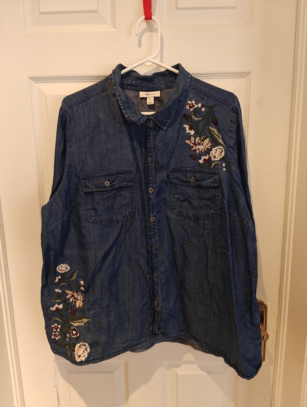 STYLE&CO Embroidered Cottage Core Button Down